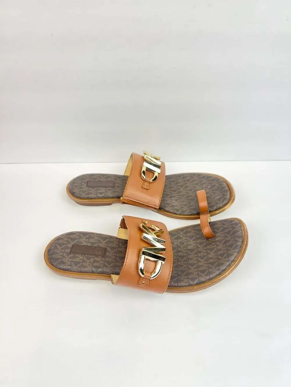 Michael Kors Rory Flat Thong Sandals in Brown Signature Logo Canvas